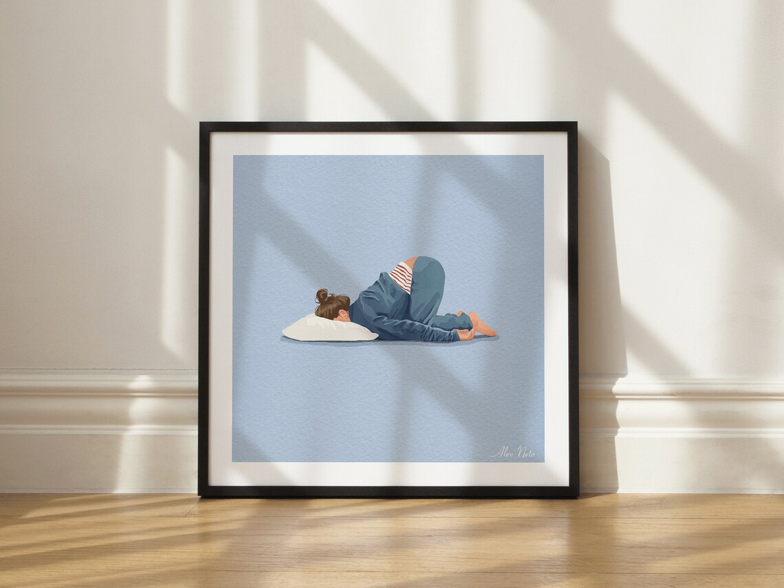 Woman Face Down on a Pillow Too Tired for a Funny Lazy Poster - Image 3
