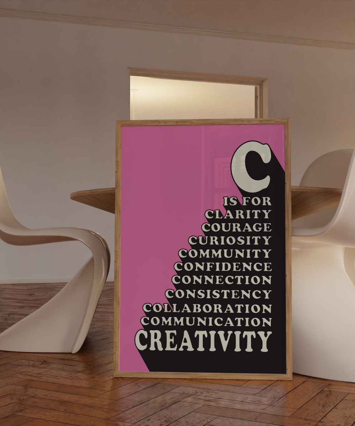 C Is For Creativity Pink Bold Typography Artist Studio Poster - Image 5