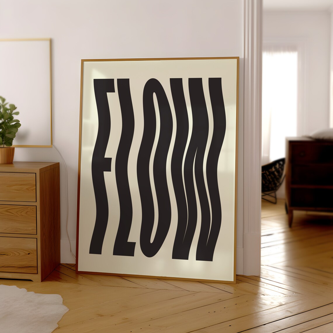 Flow Wavy Retro Typography, Monochrome Art Print - Image 3