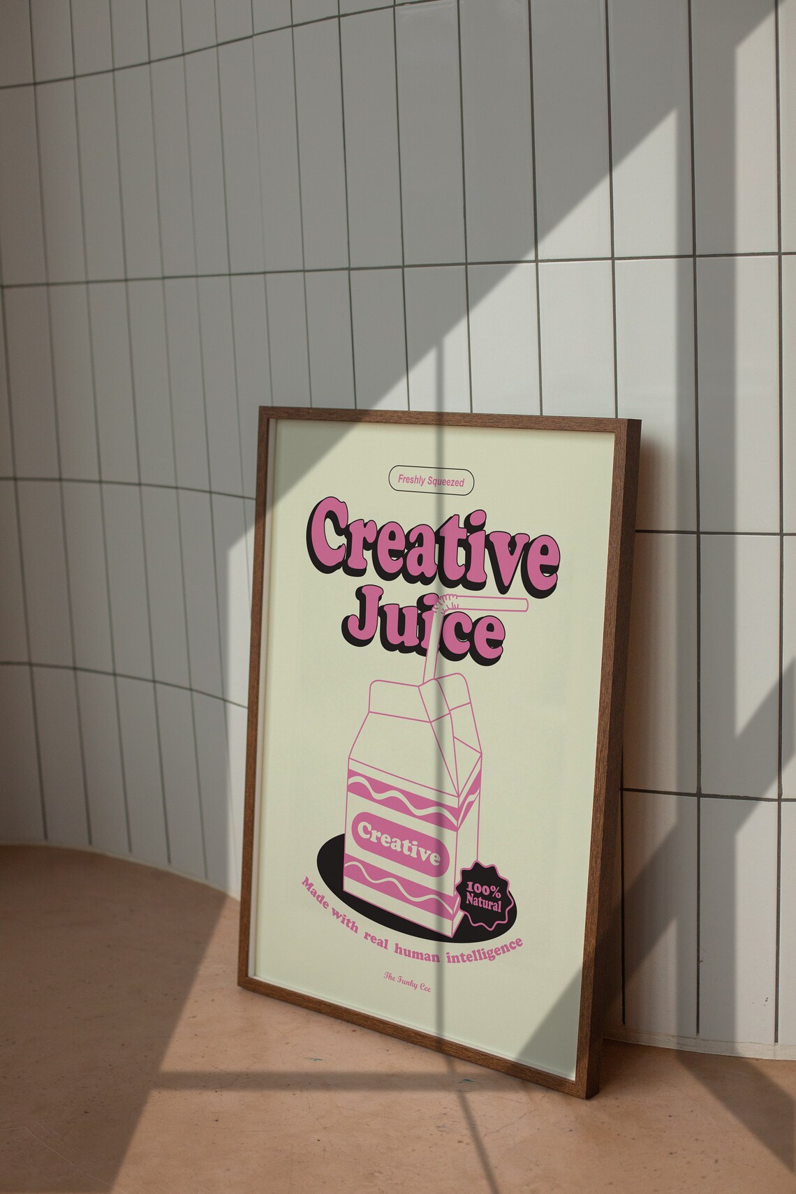 Creative Juice Freshly Squeezed Pink Retro Juice Carton Art Poster - Image 4