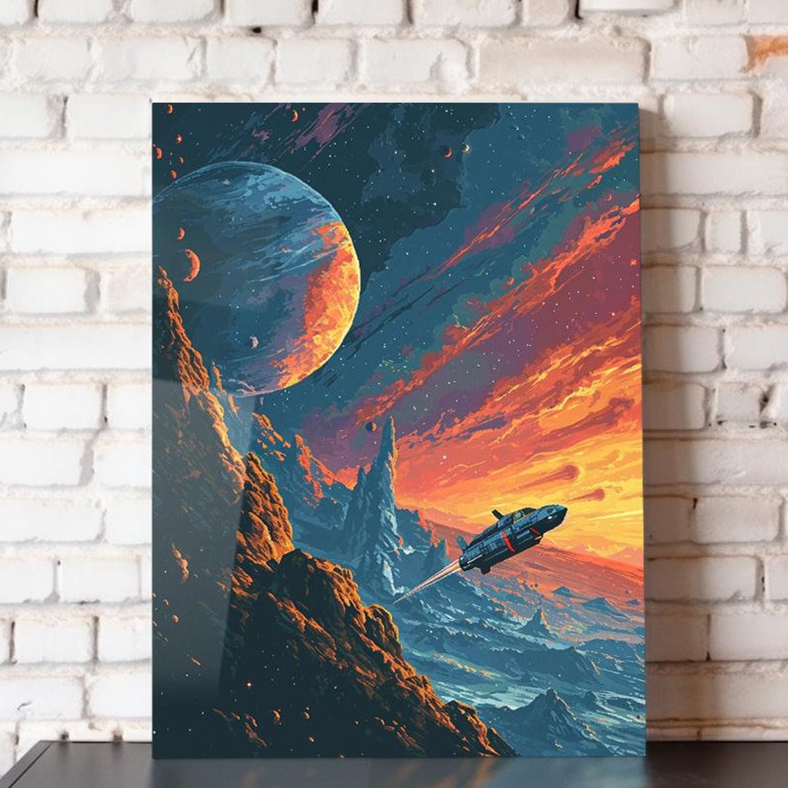 Space Metal Sci Fi Landscape Poster