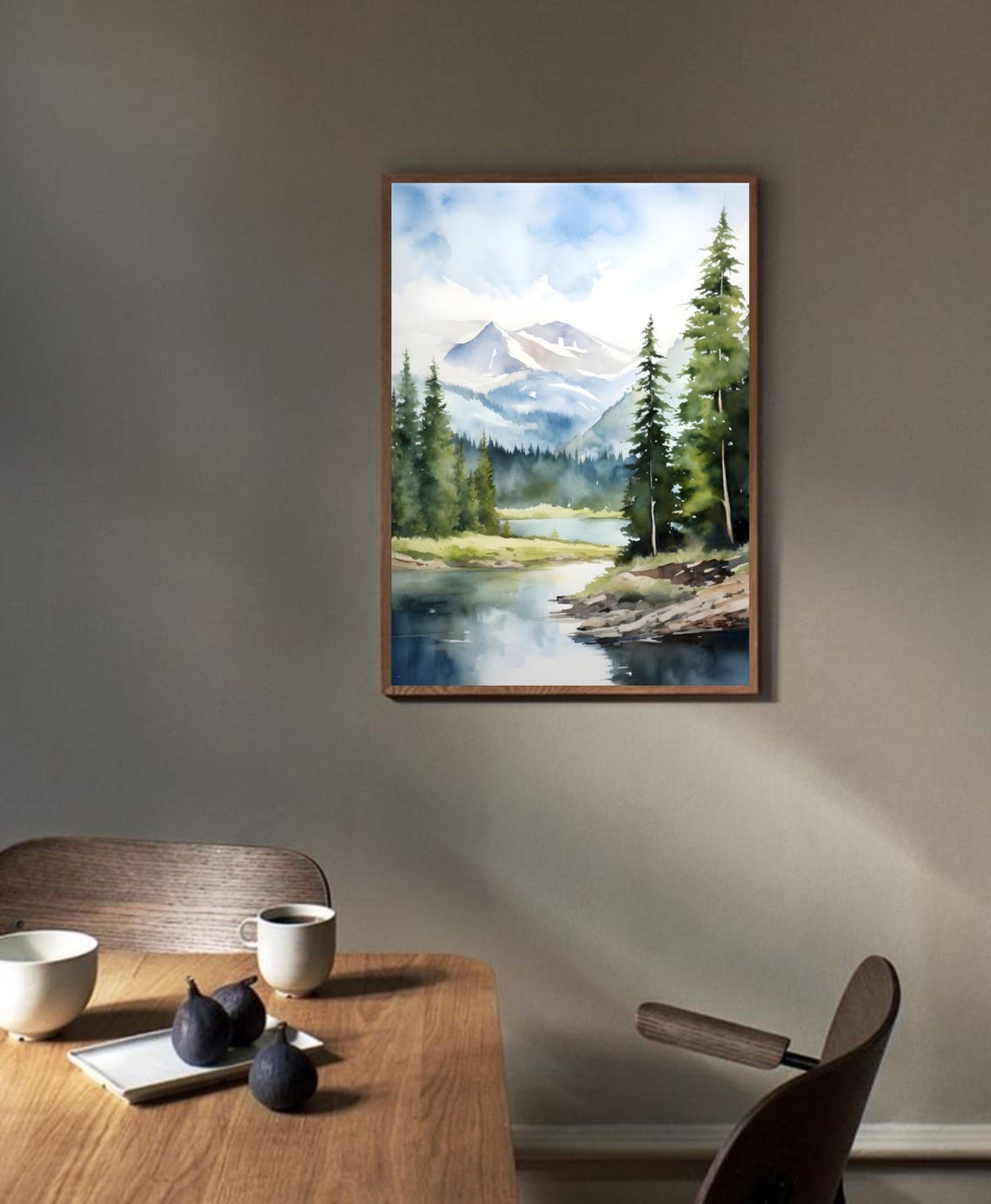 Lost River Range Lake Reflection Snow Peak Watercolor Idaho Poster - Image 3