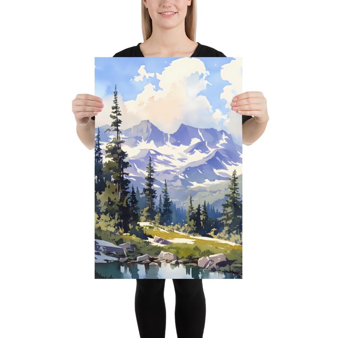 Buttermilk Mountains Colorado Landscape Watercolor Print - Image 2