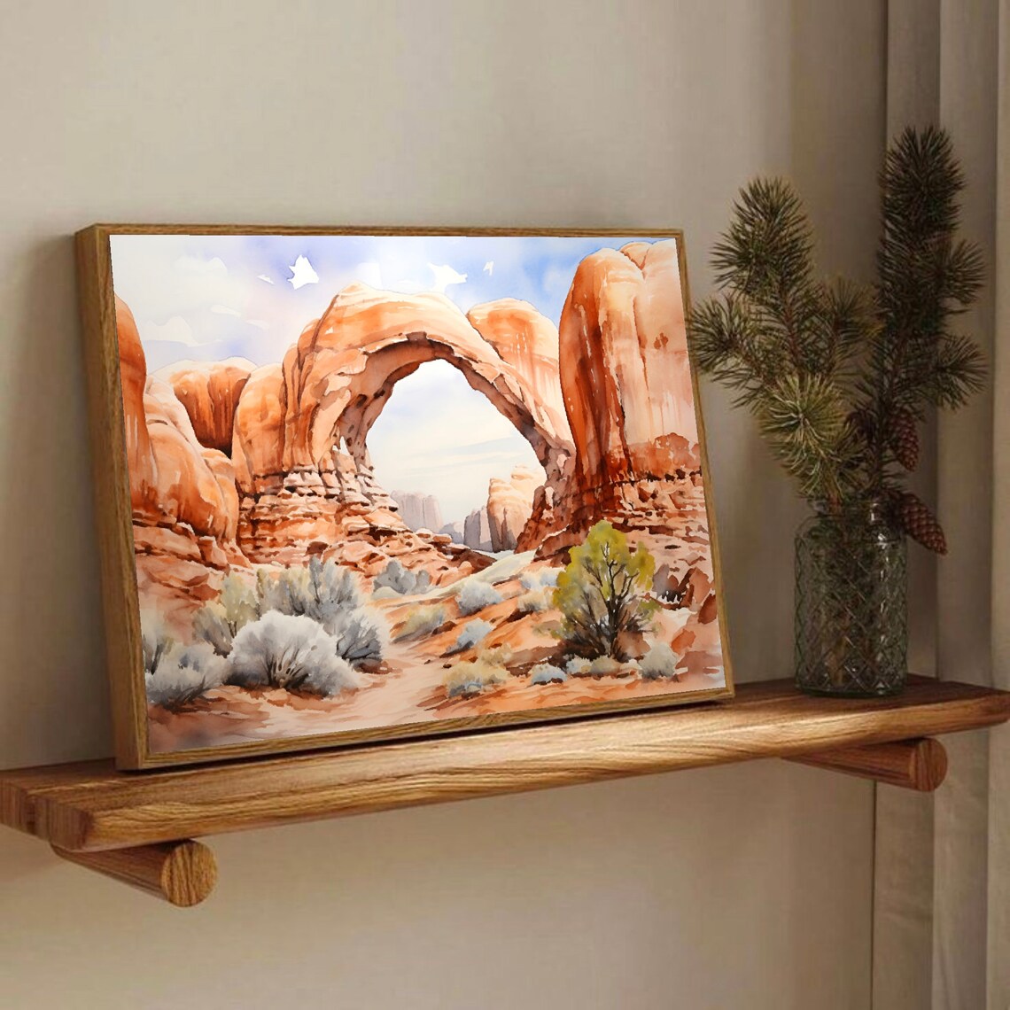 Double Arch Mountain Painting, Utah Travel Poster - Image 4