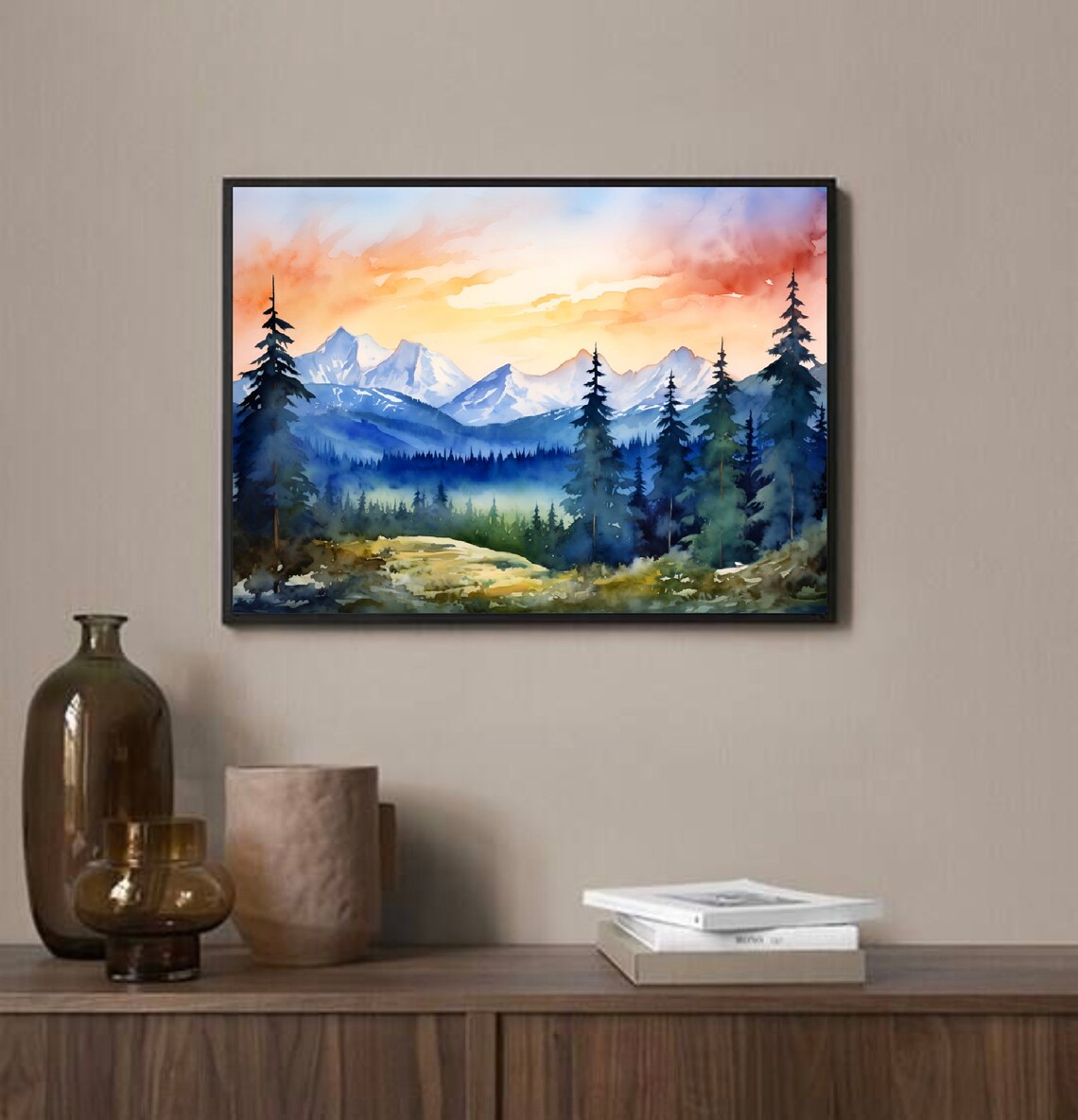 Rocky Mountains Watercolor Art Print, Bitterroot Range - Image 3