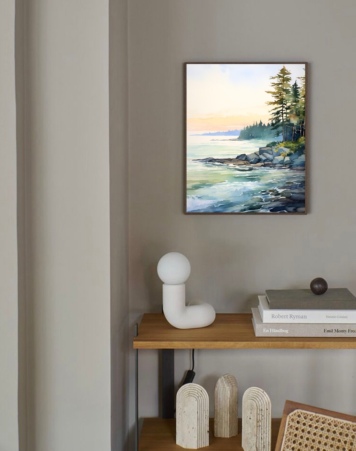 Kootenai River Idaho Misty Mountain River Stream Watercolor Poster - Image 3