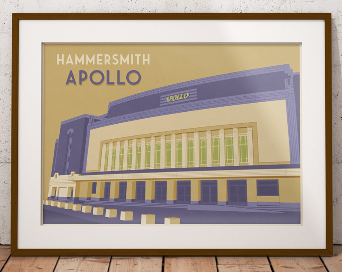 Hammersmith Apollo London Art Deco Concert Hall Landmark Travel Poster - Image 4