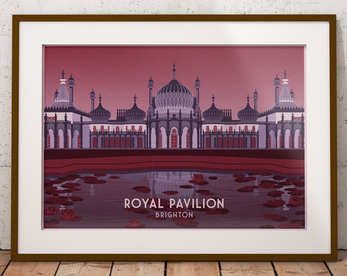 Royal Pavilion Brighton Pink Dusk Reflection Palace Art Poster - Image 4
