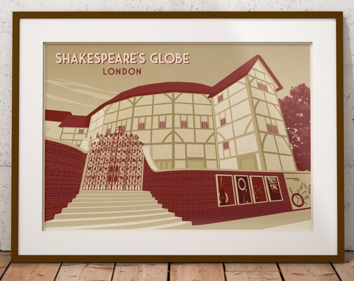Shakespeare's Globe Theatre London Tudor Playhouse Travel Poster - Image 4