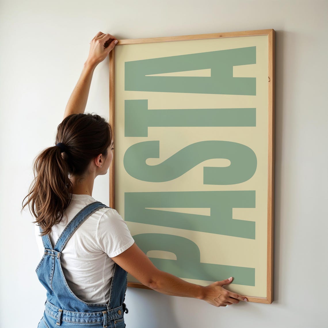 Pasta Typography Poster Sage Green Letters Cream Kitchen Wall Decor