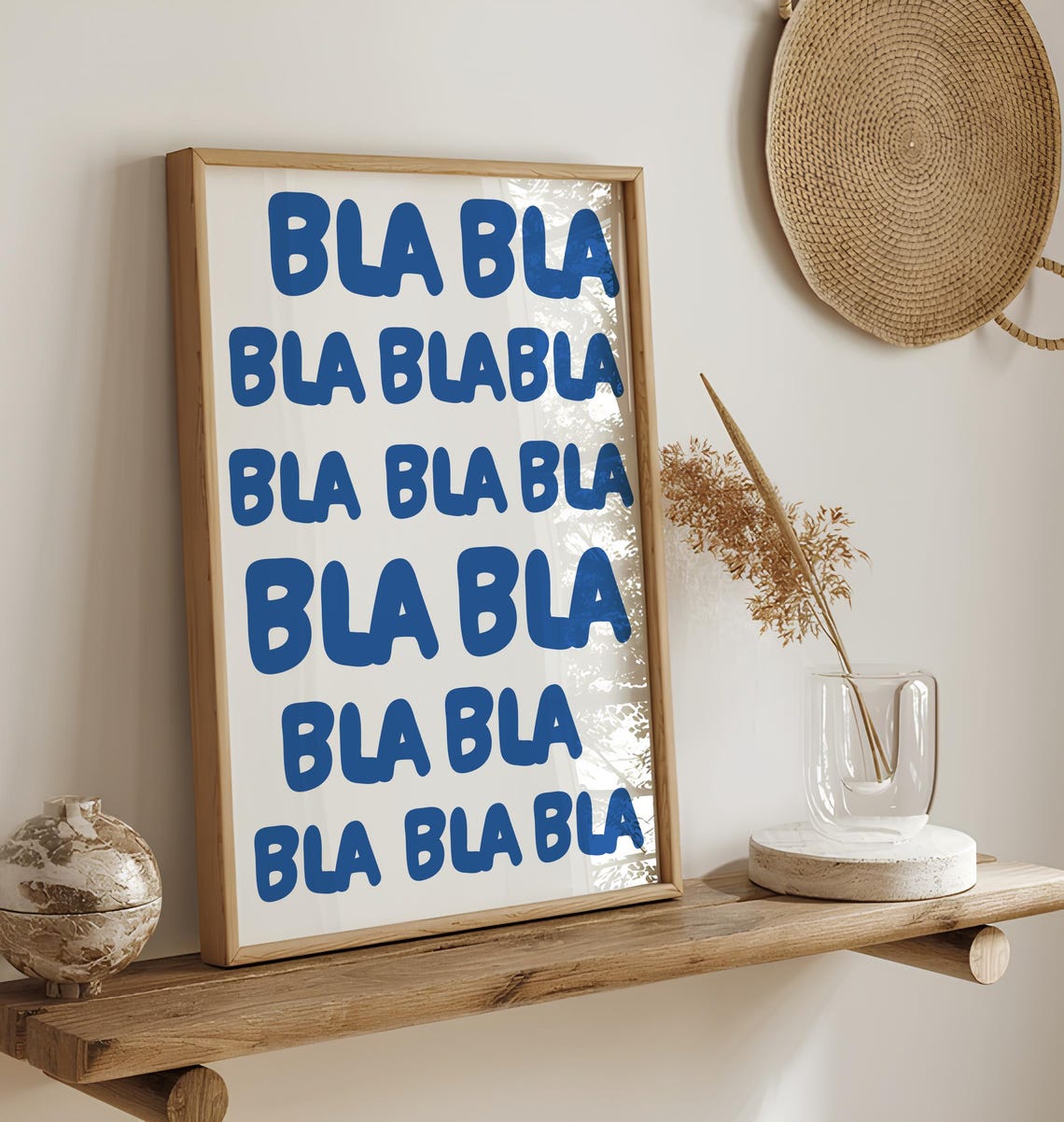 Bla Black and White Typography Humor Art Print