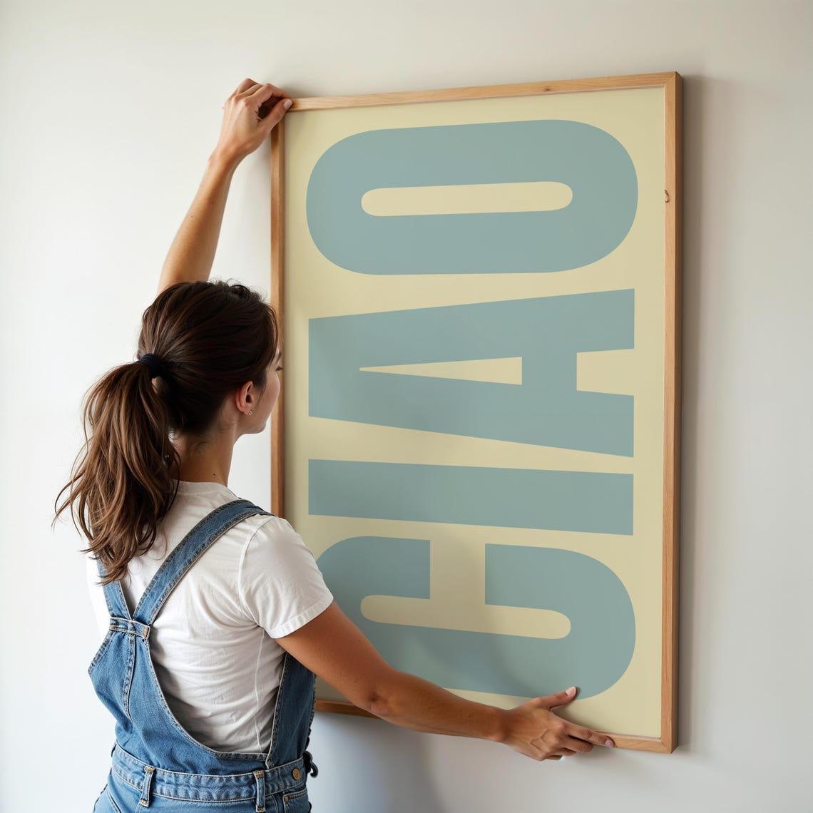 Ciao Italian Greeting Typography Poster Blue Beige Letter Art - Image 2