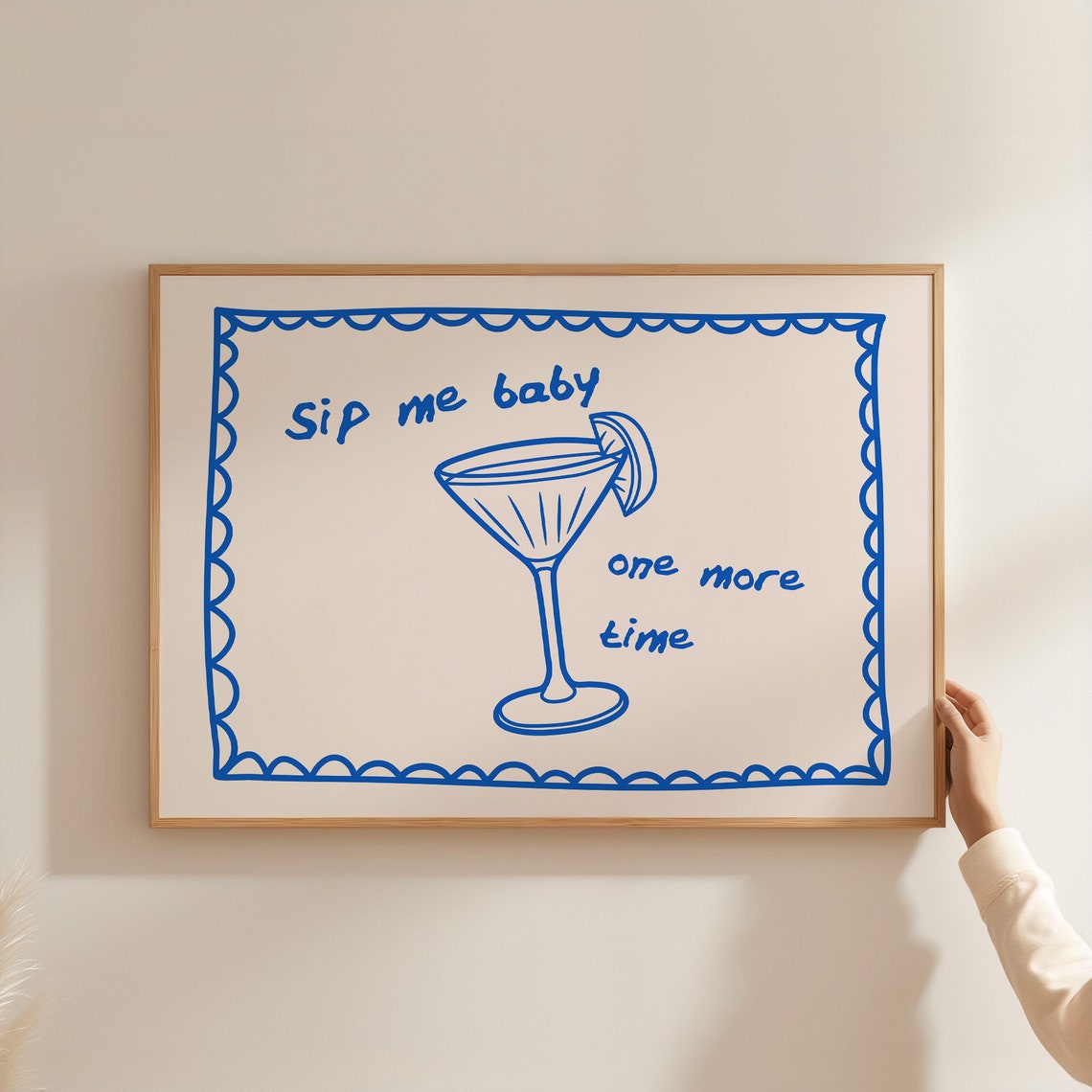 Sip Me Baby One More Time Blue Martini Horizontal Bar Poster
