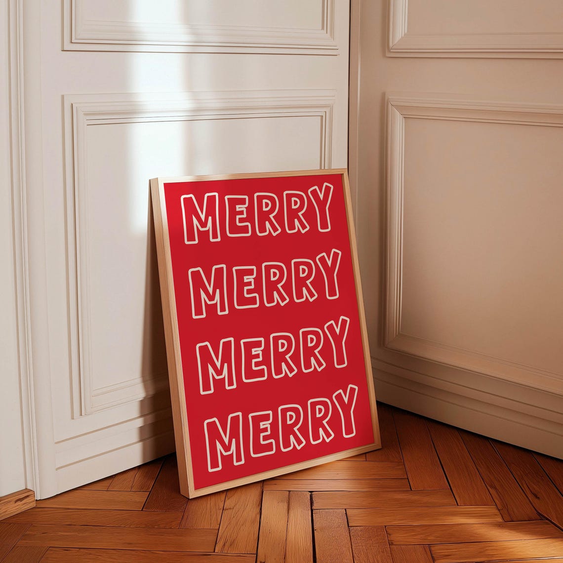 Merry Merry Merry Merry Bold Christmas Typography Holiday Poster - Image 2