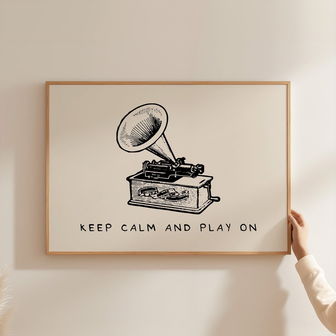 Keep Calm And Play On Vintage Gramophone Music Home Decor Poster - Image 3