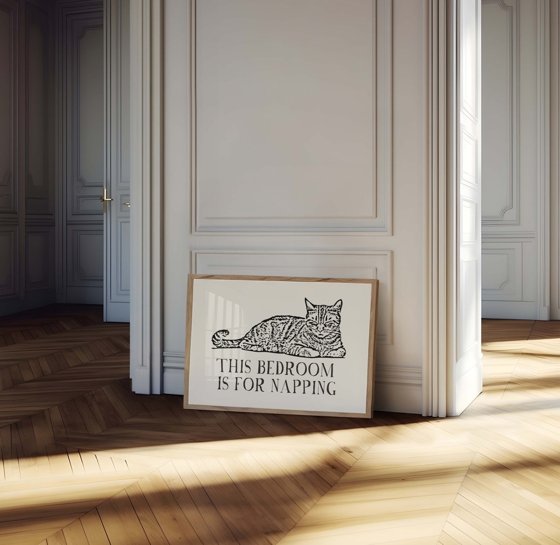 This Bedroom Is For Napping Black Cat Engraving Bedroom Poster - Image 2