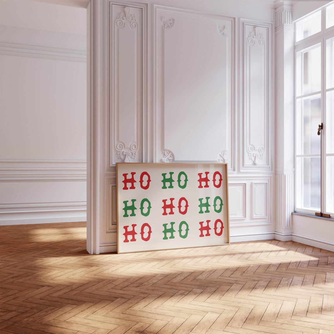 Ho Ho Ho Red Green Retro Christmas Holiday Festive Wall Poster - Image 3