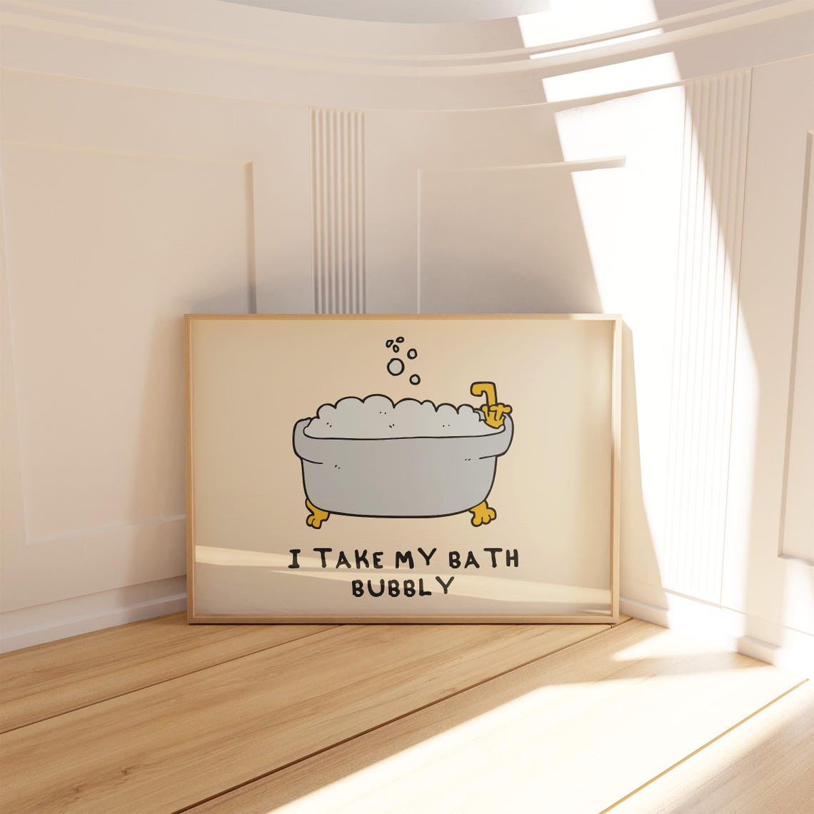 I Take My Bath Bubbly Funny Bathtub Retro Bathroom Wall Poster - Image 2