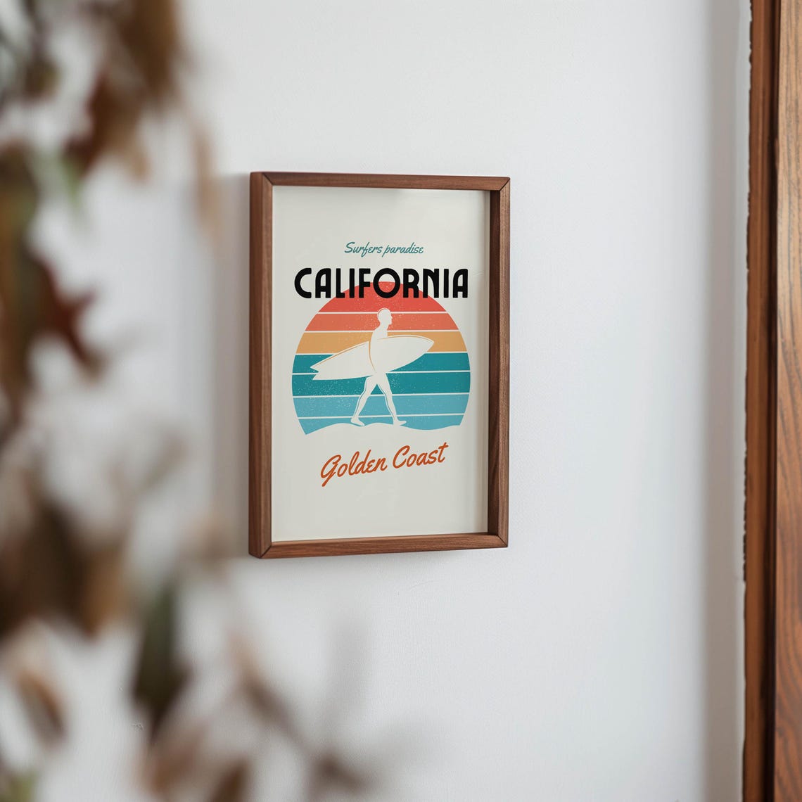 California Golden Coast Surfers Paradise Retro Sunset Surf Wall Poster - Image 3