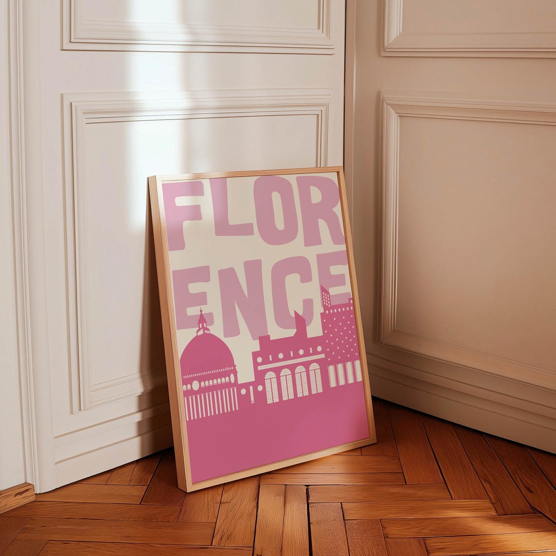 Florence Bold Pink Typography Cathedral Skyline Travel Poster - Image 2