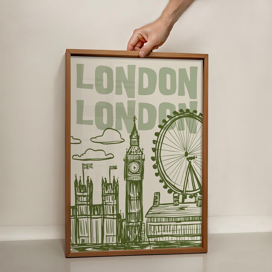 London Retro Vintage Poster, England Travel Poster