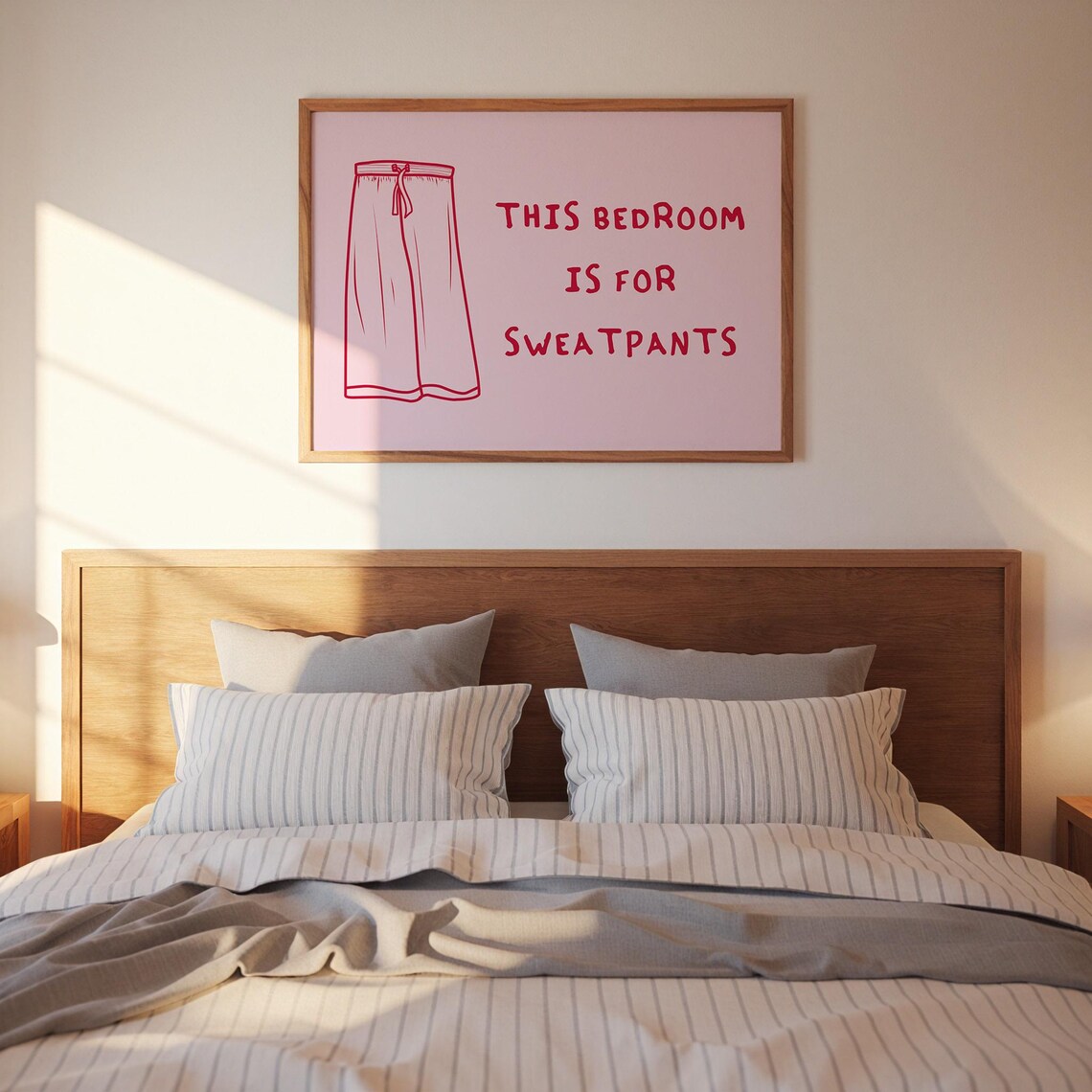 This Bedroom Is For Sweatpants Pink Pants Sketch Cozy Quote Poster - Image 3