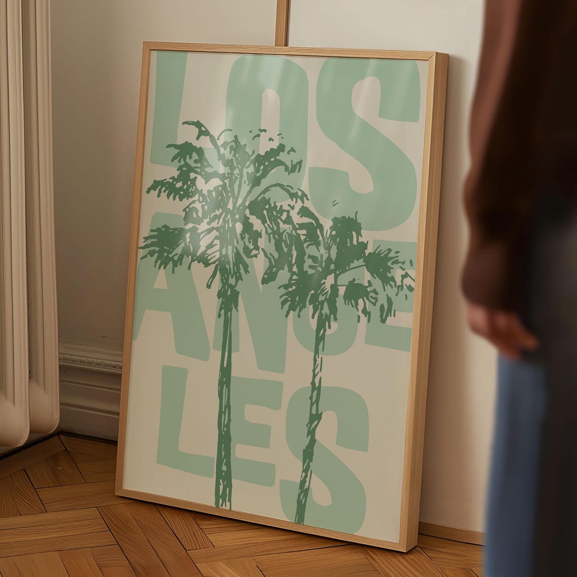 Los Angeles Palm Trees Vintage Green Retro Travel Wall Poster - Image 2