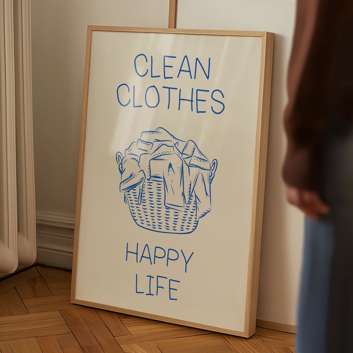 Clean Clothes Happy Life Laundry Basket Blue Room Quote Poster - Image 4