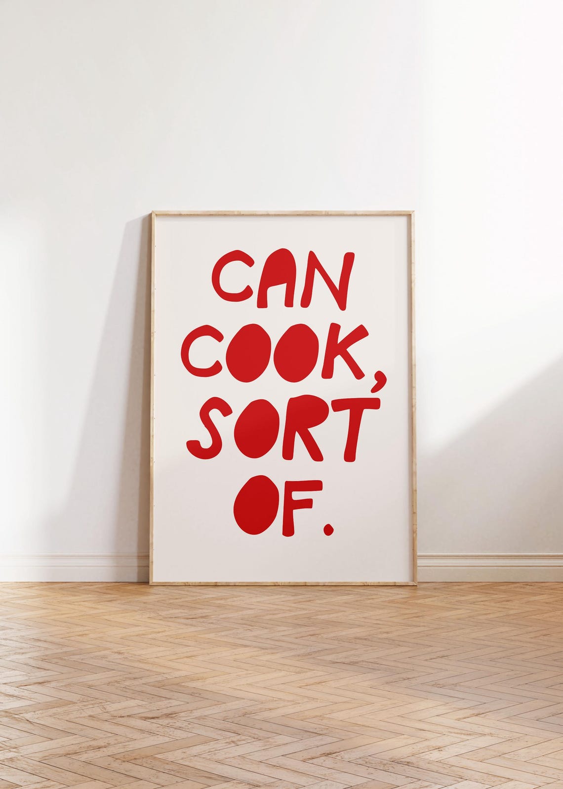 Can Cook Sort Of Funny Red Typography Kitchen Humor Quote Poster - Image 3