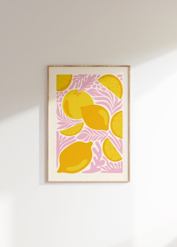 Lemons Art Print, Modern Kitchen Wall Decor