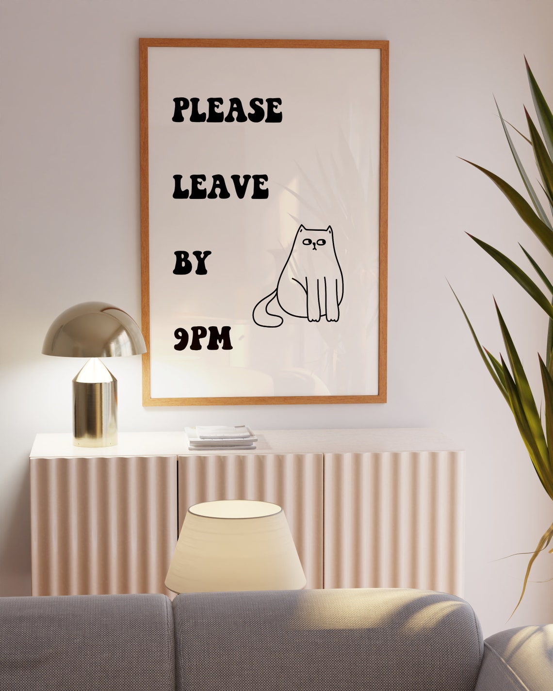 Please Leave By 9PM Funny Grumpy Cat Typography Quote Art Print - Image 6