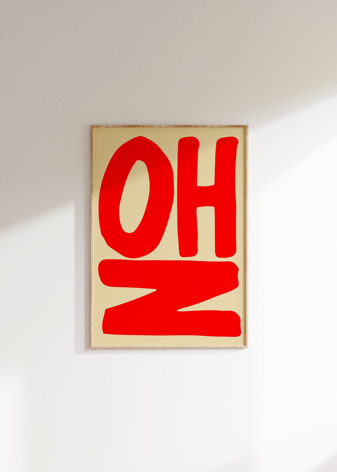 Oh No Big Red Lettering Typography Statement on Beige Poster