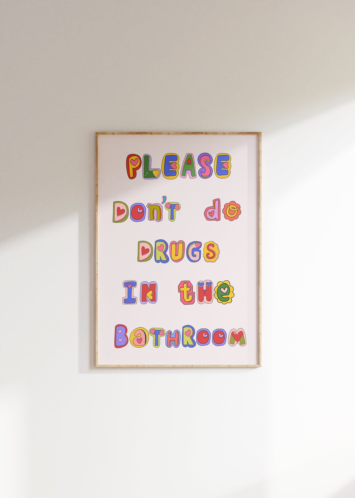 Please Don't Do Drugs In The Bathroom Funny Retro Quote Print