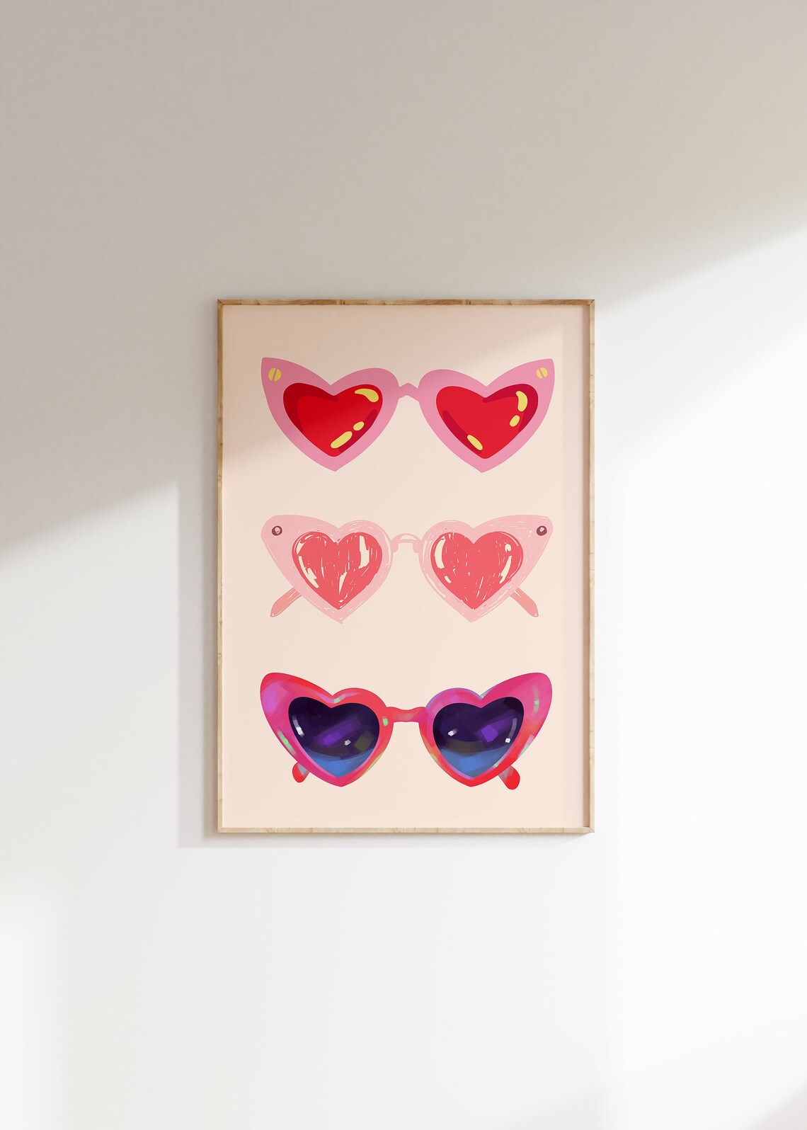 Heart Sunglasses Art Print, Danish Pastel Decor - Image 4