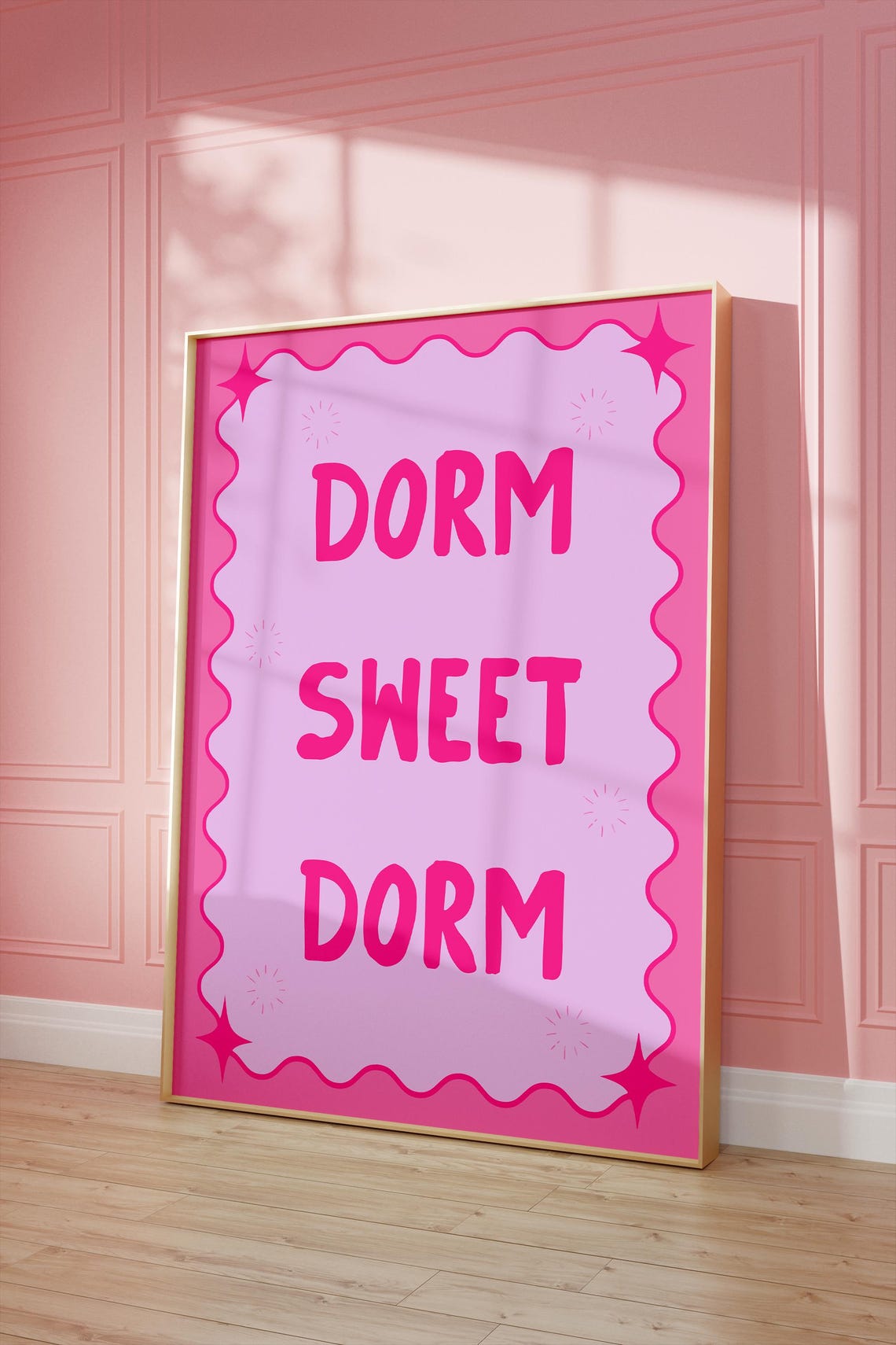 Dorm Sweet Dorm Pink Wavy Frame College Bedroom Decor Wall Poster - Image 3