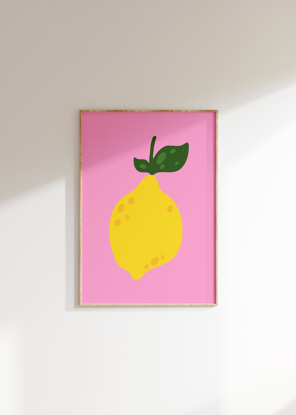 Bold Yellow Lemon Illustration on Hot Pink Background Poster