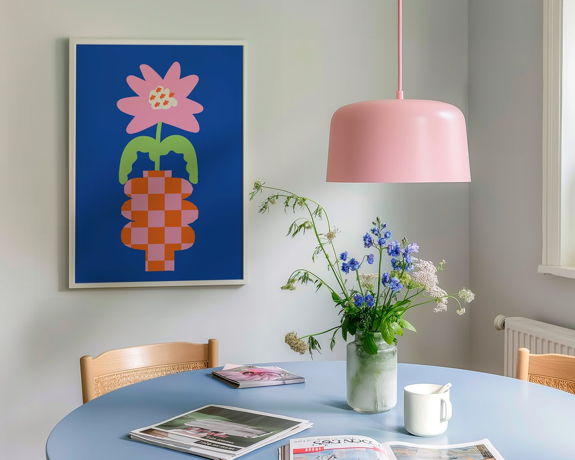 Flower Vase Blue Wall Art Art Print - Image 4