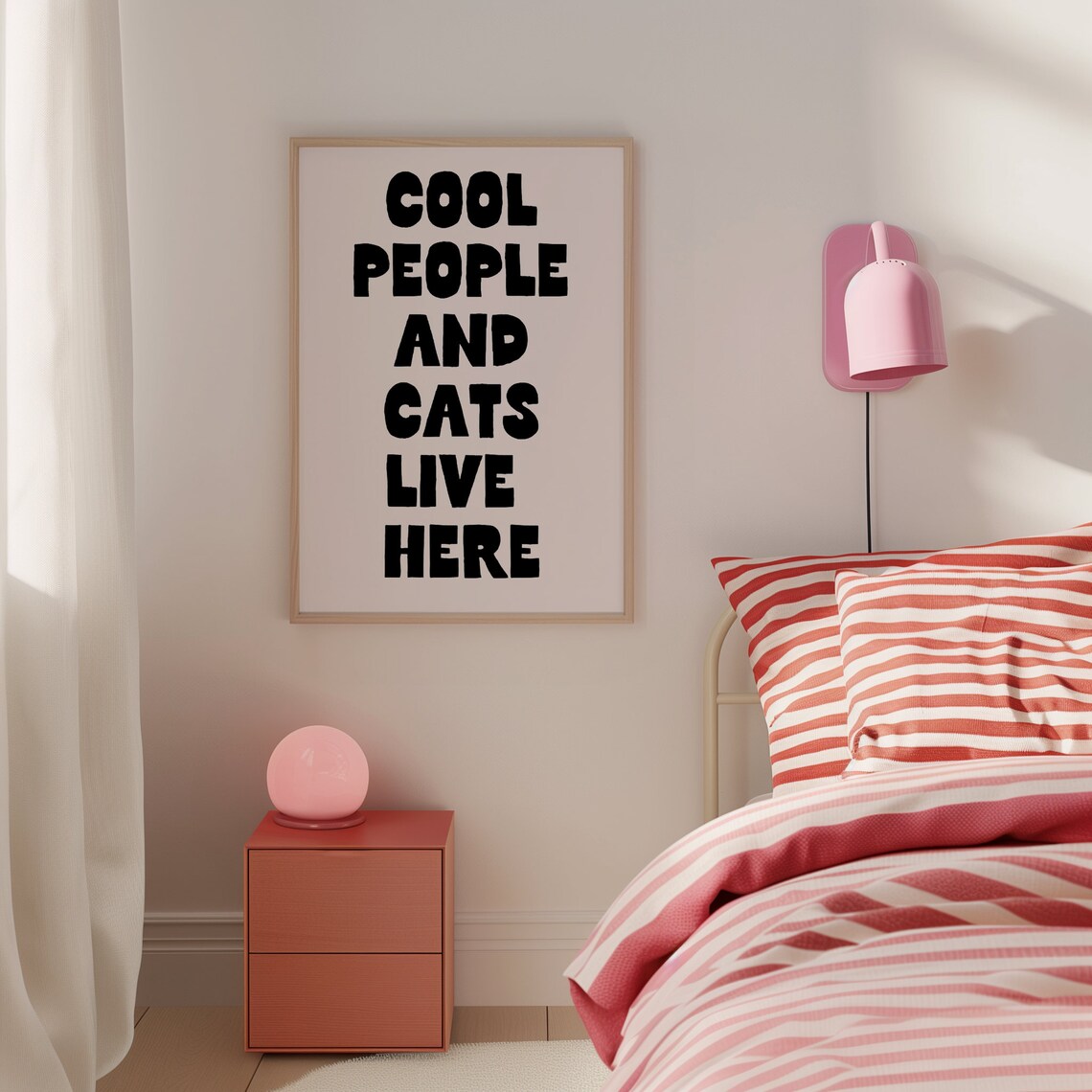 Cool People And Cats Live Here Typography Art Print - Image 3