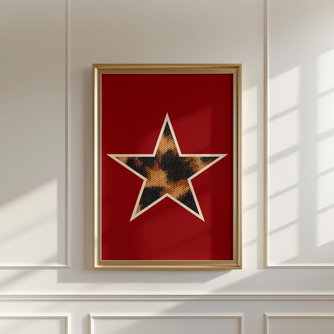 Red Leopard Print Star Bold Trendy Animal Pattern Wall Decor Gift