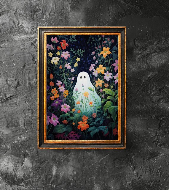 In The Flower Forest Poster Spooky Art Cute Floral Wall Funny Halloween Print