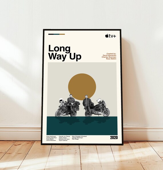 Long Way Up Apple TV Minimalist Motorcycle Adventure Series Poster