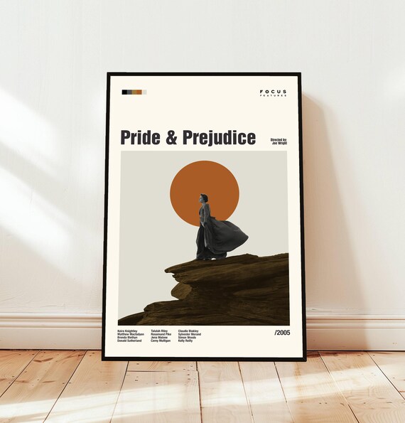 Pride And Prejudice 2005 Minimalist Midcentury Classic Romance Movie Poster
