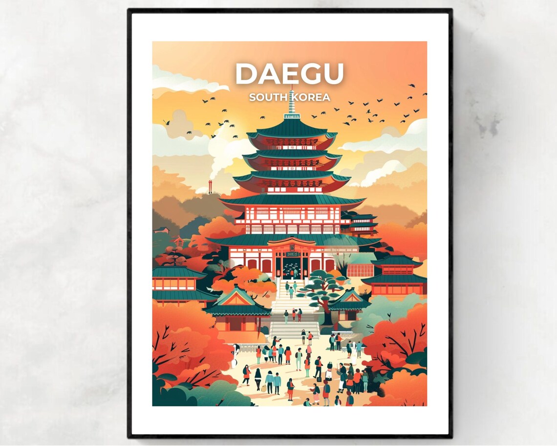 Daegu Autumn Temple Festival With Grand Pagoda South Korea Poster