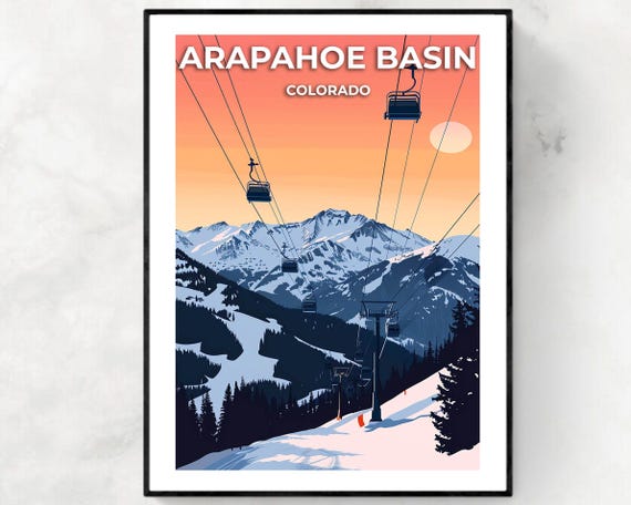 Arapahoe Basin Travel Print Arapahoe Basin Ski Poster Colorado Ski Poster Arapahoe Basin Ski Resort Print