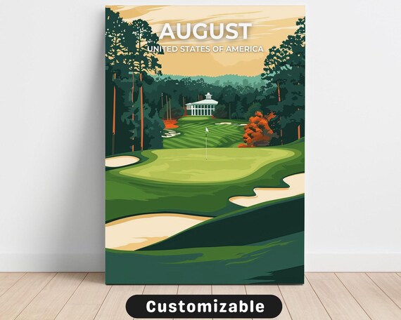 August Championship Golf Course Vintage Retro Travel Poster Artwork