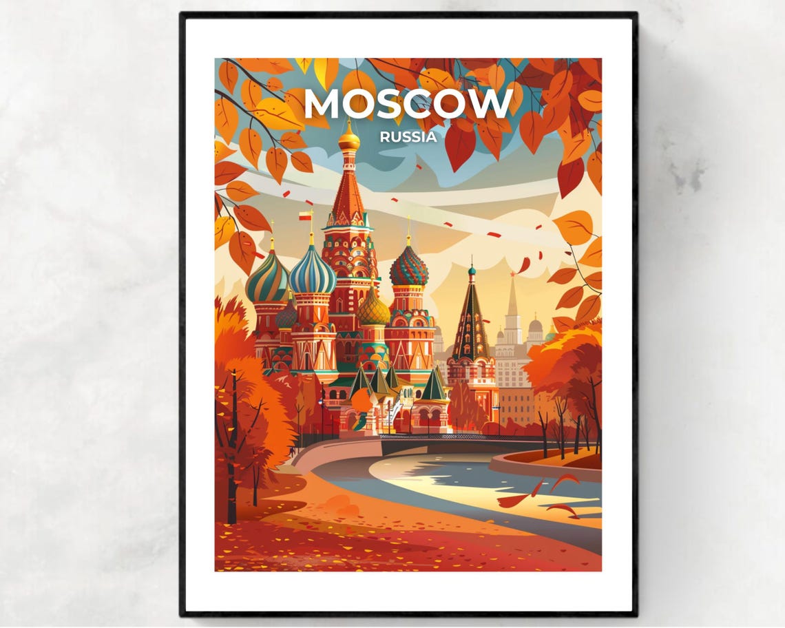 Moscow St Basil Cathedral in Glowing Autumn Colors Russia Poster