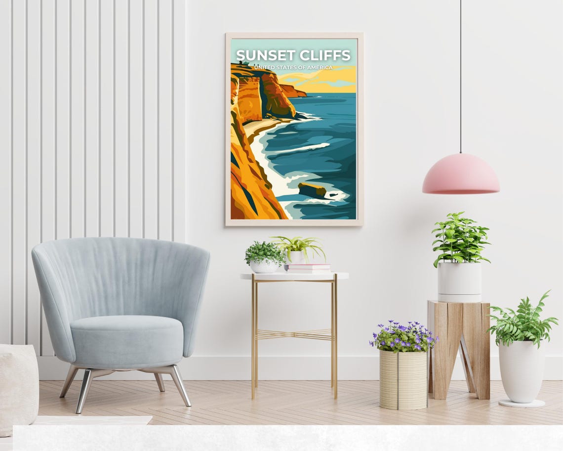 Sunset Cliffs Ocean Cliffs Coastal Bluffs Classic Travel Poster - Image 2