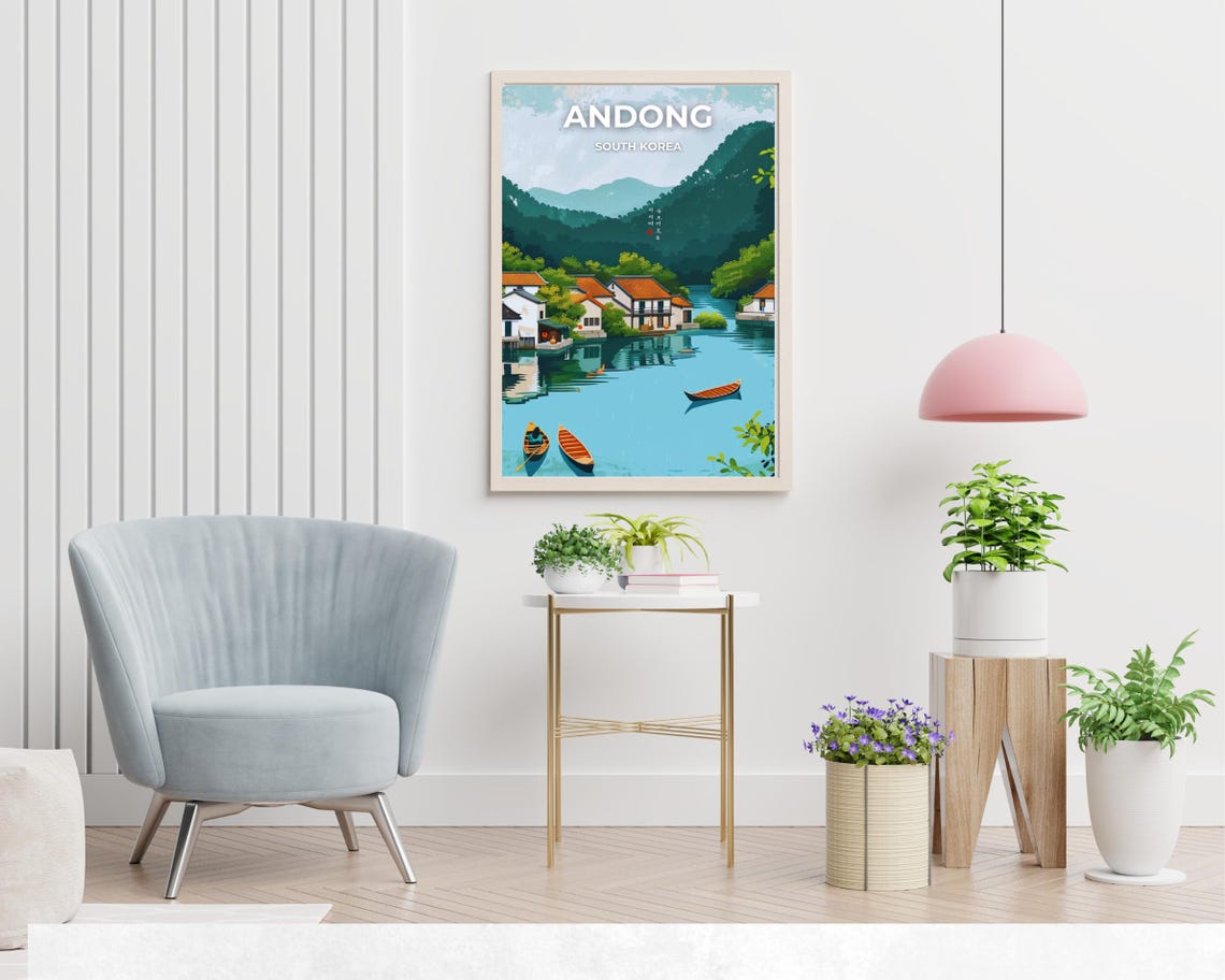 Hahoe Folk Village Travel Print Wall Art Andong South Korea City Print Hahoe Folk Village Travel Gift Hahoe Folk Village Poster - Image 2
