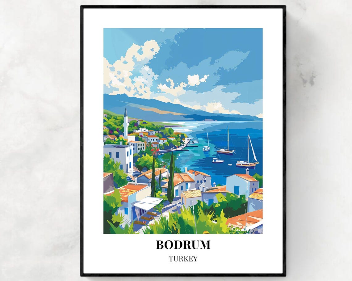 Bodrum Turkey Whitewashed Houses Overlooking Aegean Bay Poster
