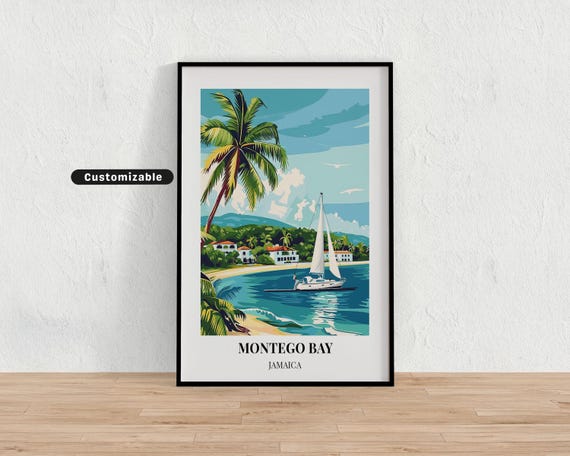 Montego Bay Jamaica Travel Poster Custom Wall Art